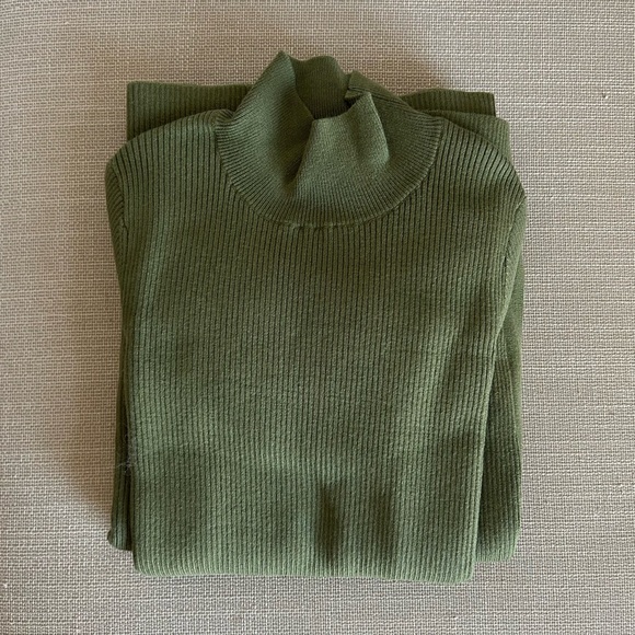 BEST Sezane Harper Midi Knit Dress - Moss Green French Party Cocktail - Picture 5 of 10